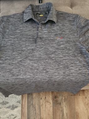 Greg Norman Collection Gray Heather Polo with Embroidered Logo